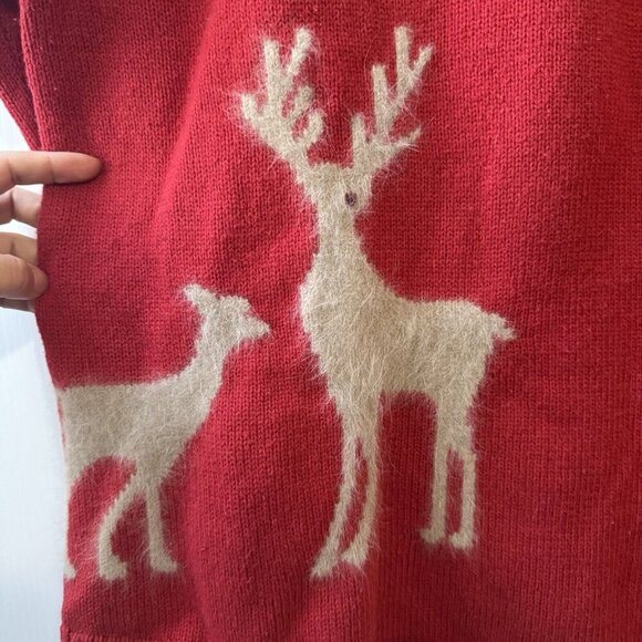 J.Jill Womens XL Red Yak Angora Reindeer Stitch Sleeve Sweater Christmas Winter - Picture 7 of 16